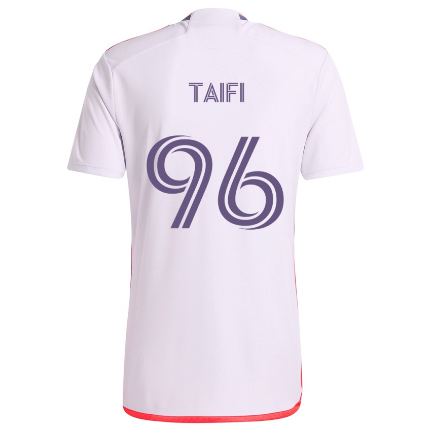 Hombre Camiseta Zakaria Taifi #96 Blanco Rojo Púrpura 2ª Equipación 2024/25 La Camisa