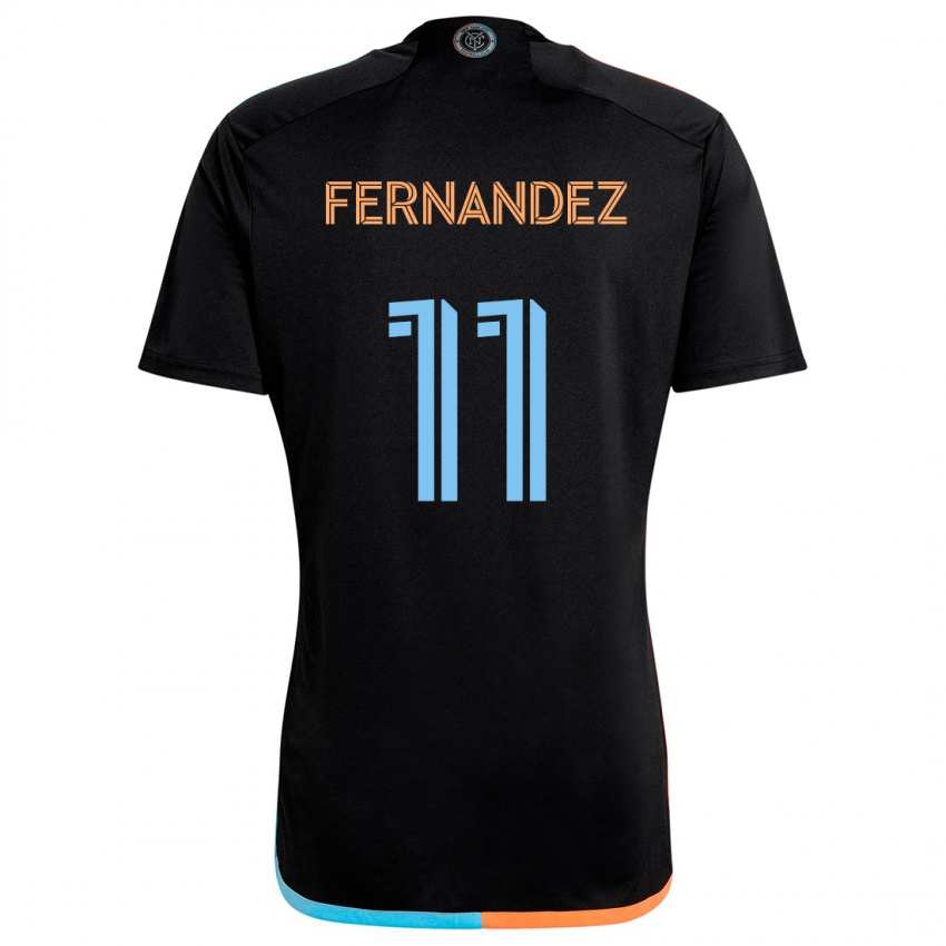 Hombre Camiseta Julián Fernández #11 Negro Naranja Azul 2ª Equipación 2024/25 La Camisa