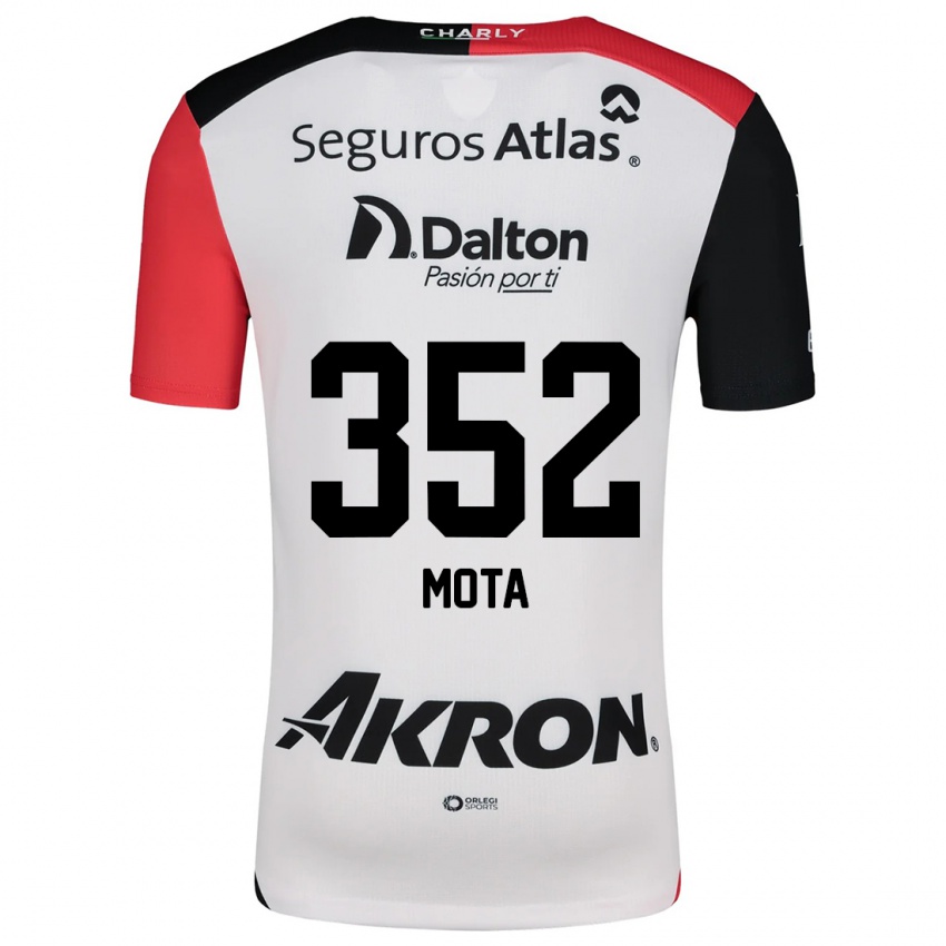 Hombre Camiseta Noé Mota #352 Blanco Rojo Negro 2ª Equipación 2024/25 La Camisa