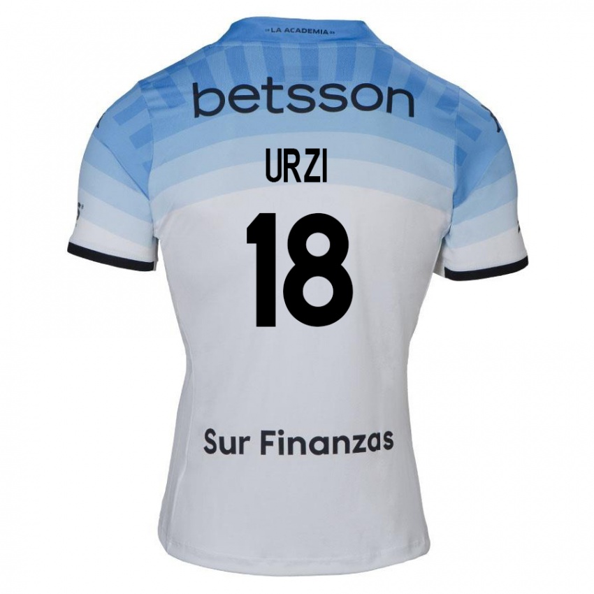 Hombre Camiseta Agustín Urzi #18 Blanco Azul Negro 2ª Equipación 2024/25 La Camisa