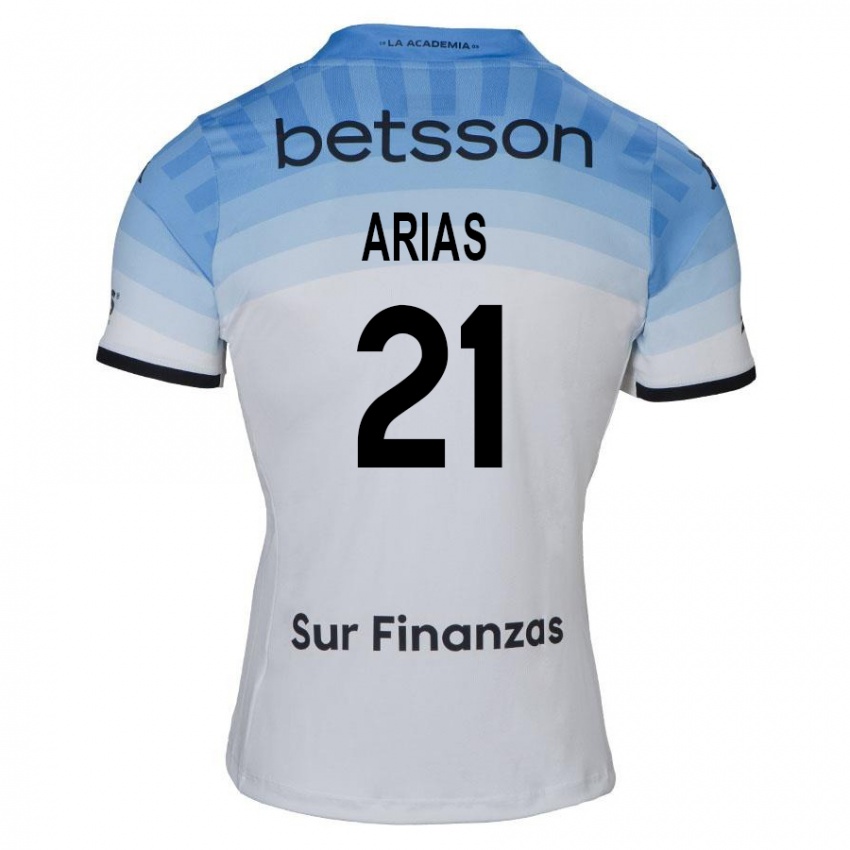 Hombre Camiseta Gabriel Arias #21 Blanco Azul Negro 2ª Equipación 2024/25 La Camisa