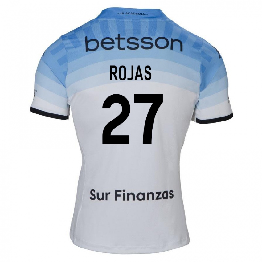 Hombre Camiseta Gabriel Rojas #27 Blanco Azul Negro 2ª Equipación 2024/25 La Camisa