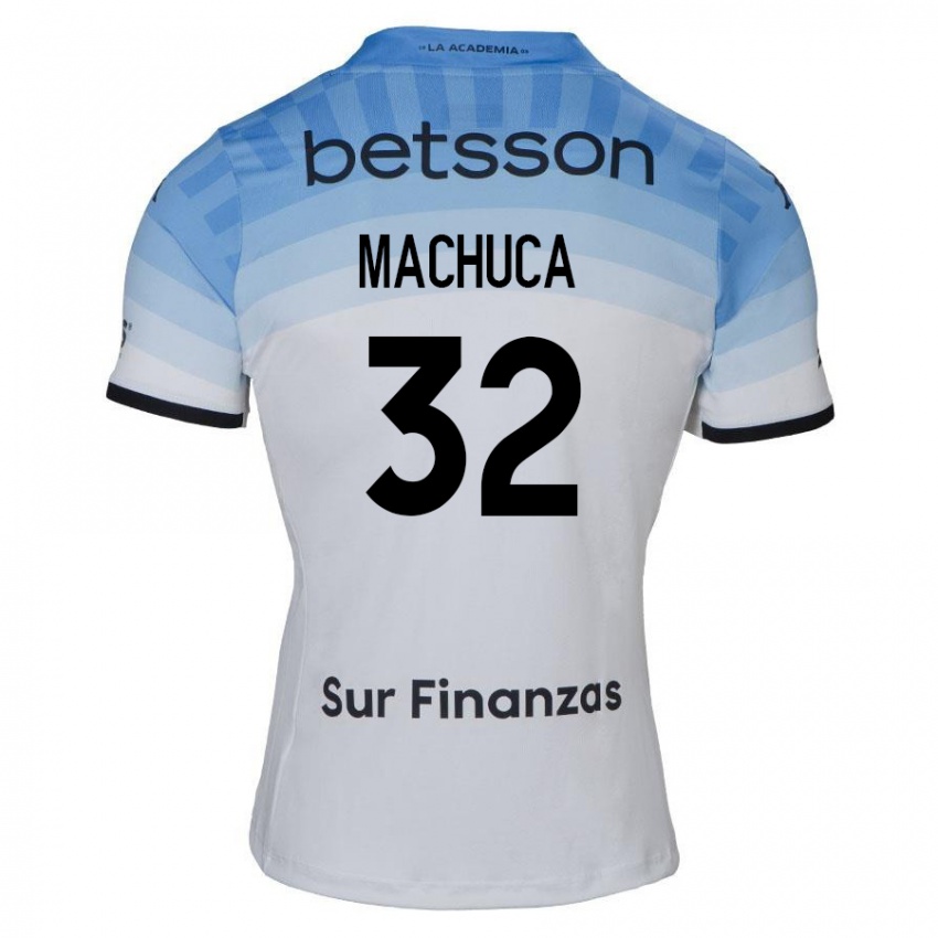 Hombre Camiseta Elias Machuca #32 Blanco Azul Negro 2ª Equipación 2024/25 La Camisa