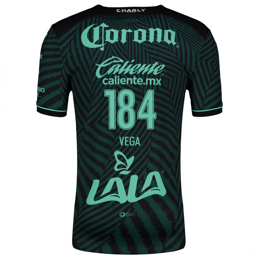 Hombre Camiseta Luis Vega #184 Verde Negro 2ª Equipación 2024/25 La Camisa