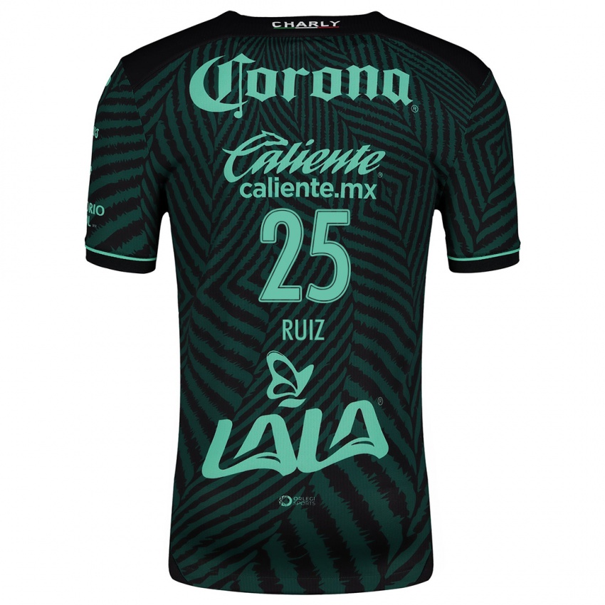 Hombre Camiseta Michel Ruíz #25 Verde Negro 2ª Equipación 2024/25 La Camisa