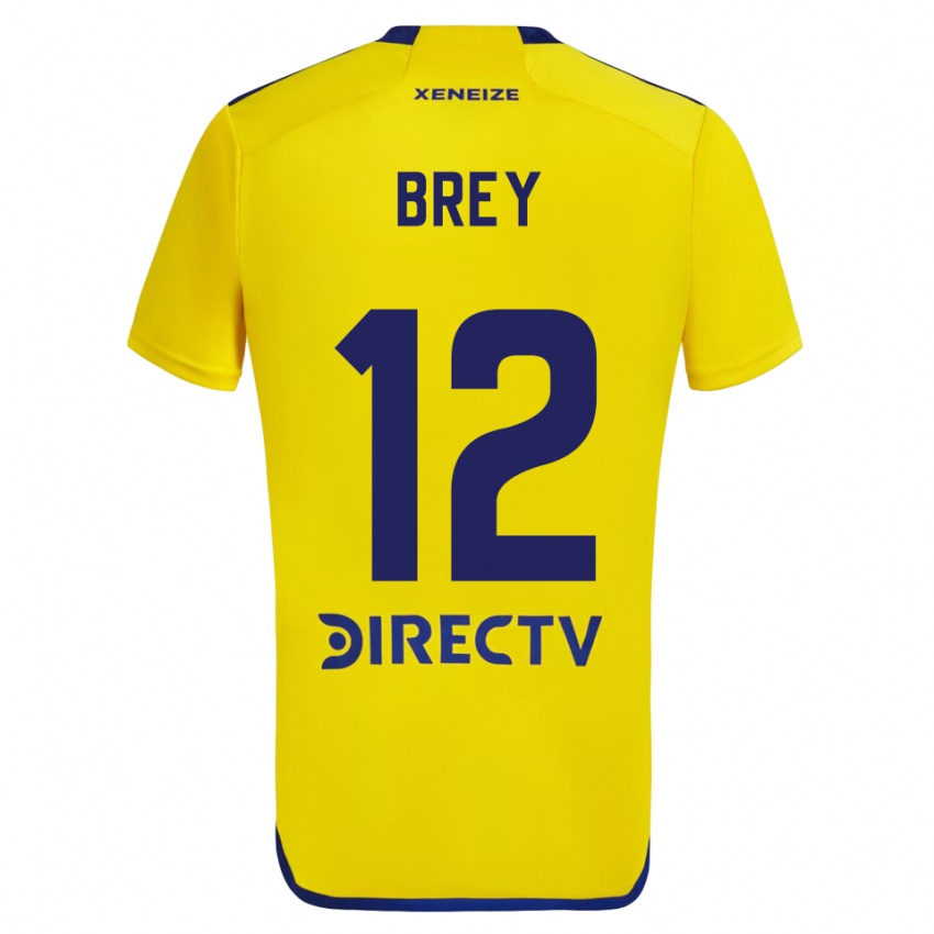 Hombre Camiseta Leandro Brey #12 Amarillo Azul 2ª Equipación 2024/25 La Camisa