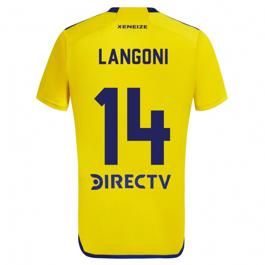 Hombre Camiseta Luca Langoni #14 Amarillo Azul 2ª Equipación 2024/25 La Camisa