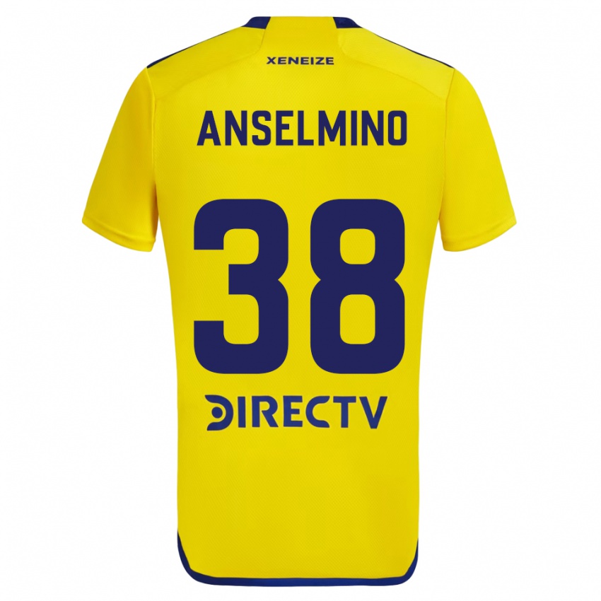 Hombre Camiseta Aarón Anselmino #38 Amarillo Azul 2ª Equipación 2024/25 La Camisa