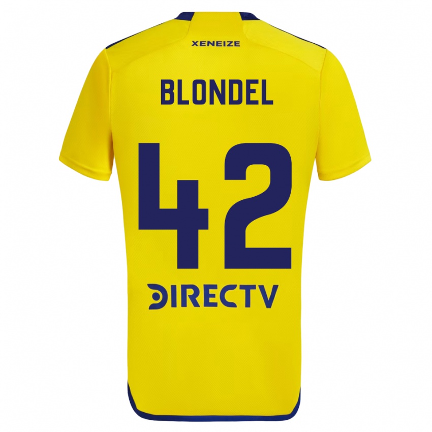 Hombre Camiseta Lucas Blondel #42 Amarillo Azul 2ª Equipación 2024/25 La Camisa