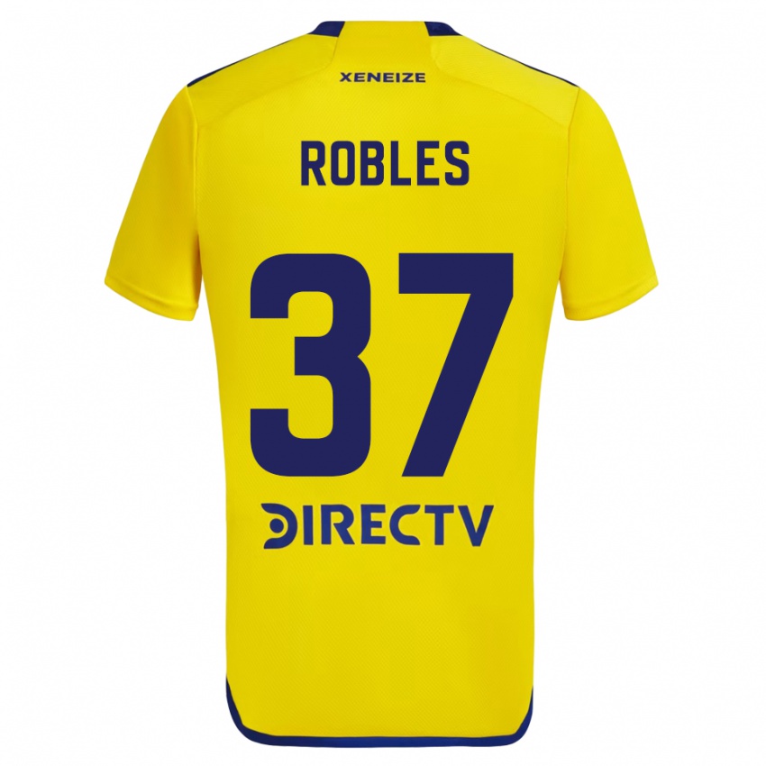 Hombre Camiseta Sebastián Díaz Robles #37 Amarillo Azul 2ª Equipación 2024/25 La Camisa