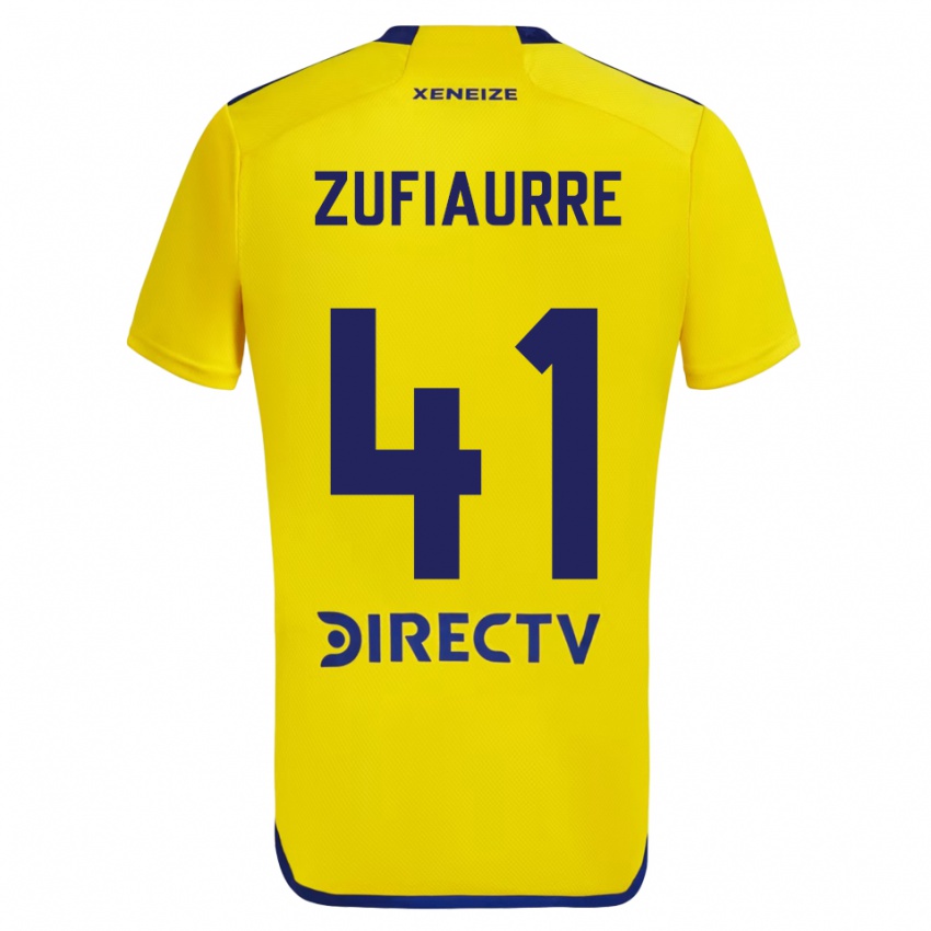 Hombre Camiseta Iker Zufiaurre #41 Amarillo Azul 2ª Equipación 2024/25 La Camisa