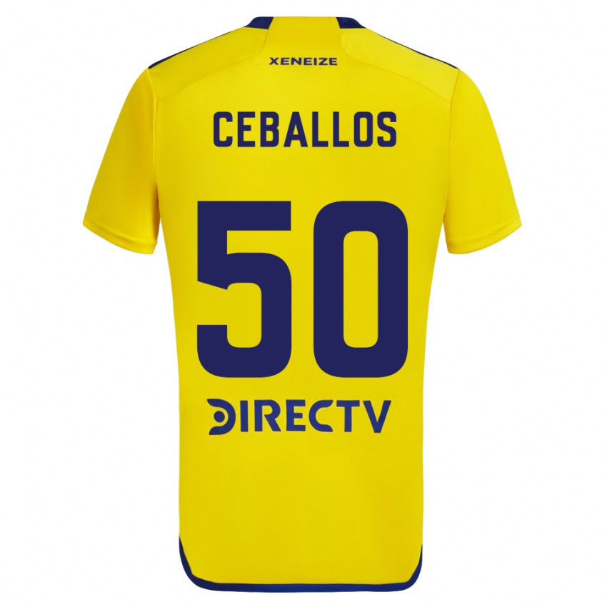 Hombre Camiseta Julián Ceballos #50 Amarillo Azul 2ª Equipación 2024/25 La Camisa