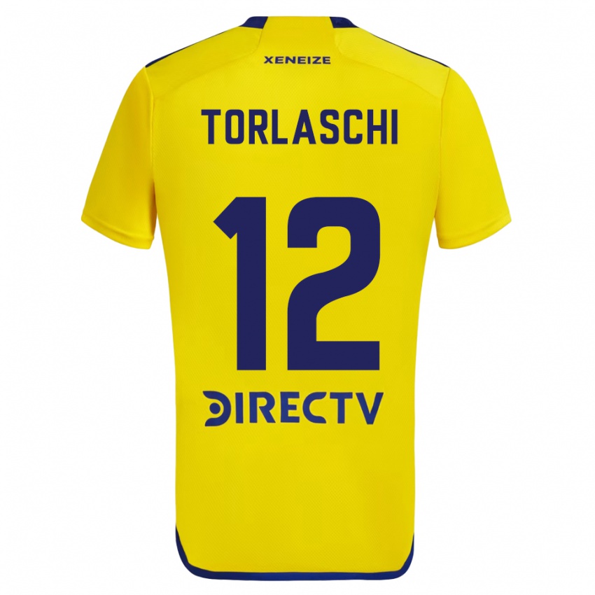 Hombre Camiseta Lucas Torlaschi #12 Amarillo Azul 2ª Equipación 2024/25 La Camisa