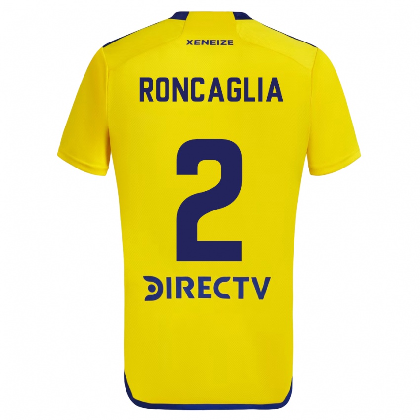 Hombre Camiseta Facundo Roncaglia #2 Amarillo Azul 2ª Equipación 2024/25 La Camisa