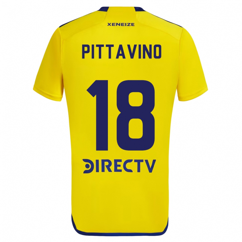 Hombre Camiseta Rodrigo Pittavino #18 Amarillo Azul 2ª Equipación 2024/25 La Camisa