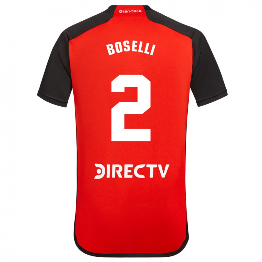 Hombre Camiseta Sebastián Boselli #2 Rojo Negro Blanco 2ª Equipación 2024/25 La Camisa