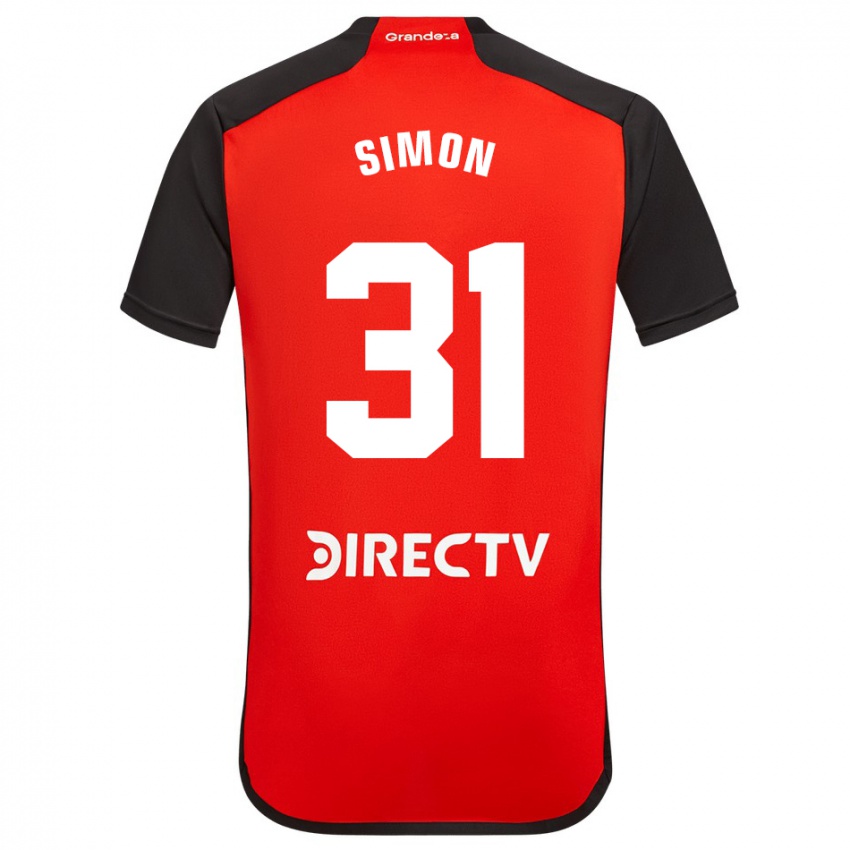 Hombre Camiseta Santiago Simon #31 Rojo Negro Blanco 2ª Equipación 2024/25 La Camisa