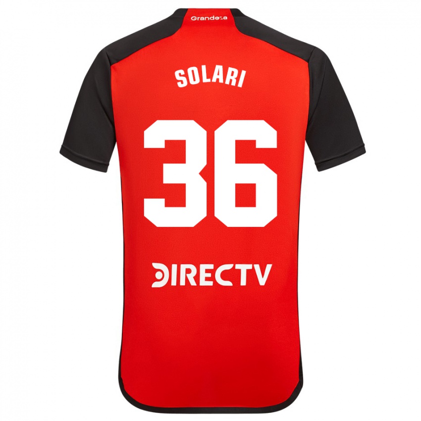 Hombre Camiseta Pablo Solari #36 Rojo Negro Blanco 2ª Equipación 2024/25 La Camisa