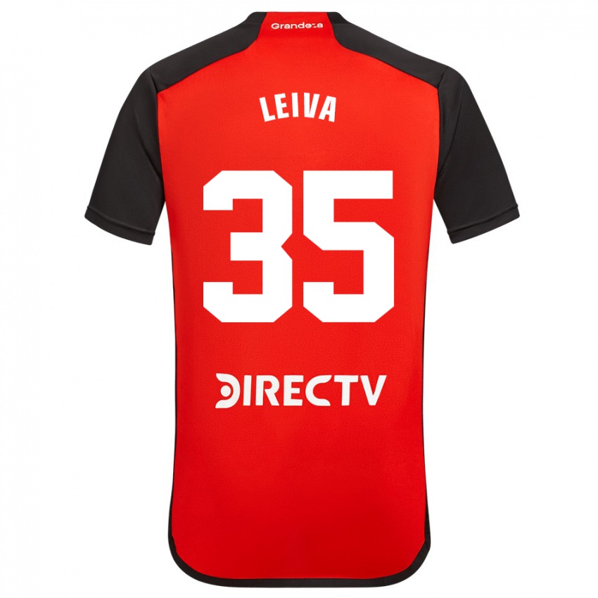 Hombre Camiseta Tobías Leiva #35 Rojo Negro Blanco 2ª Equipación 2024/25 La Camisa