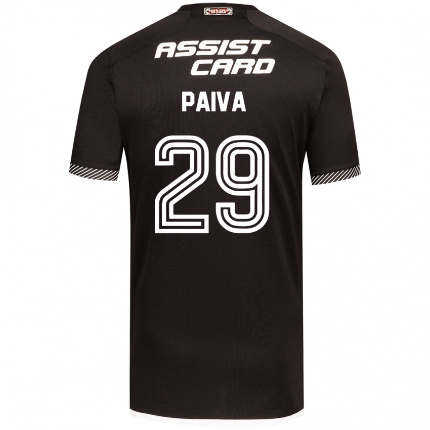 Hombre Camiseta Guillermo Paiva #29 Blanco Negro 2ª Equipación 2024/25 La Camisa