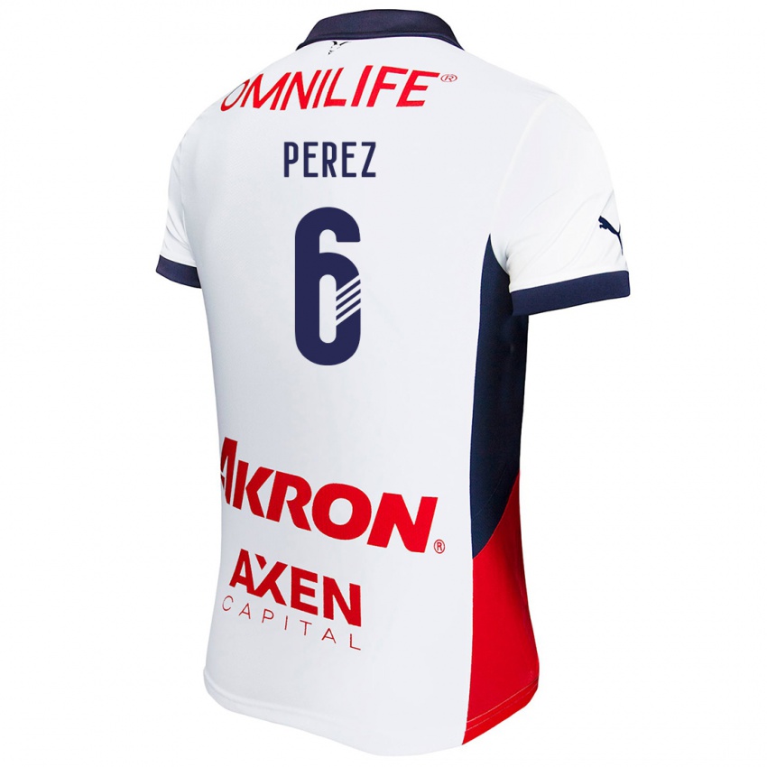 Hombre Camiseta Pável Pérez #6 Blanco Rojo Azul 2ª Equipación 2024/25 La Camisa