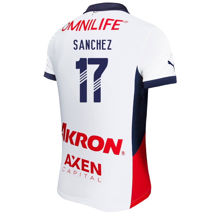 Hombre Camiseta Jesús Sánchez #17 Blanco Rojo Azul 2ª Equipación 2024/25 La Camisa