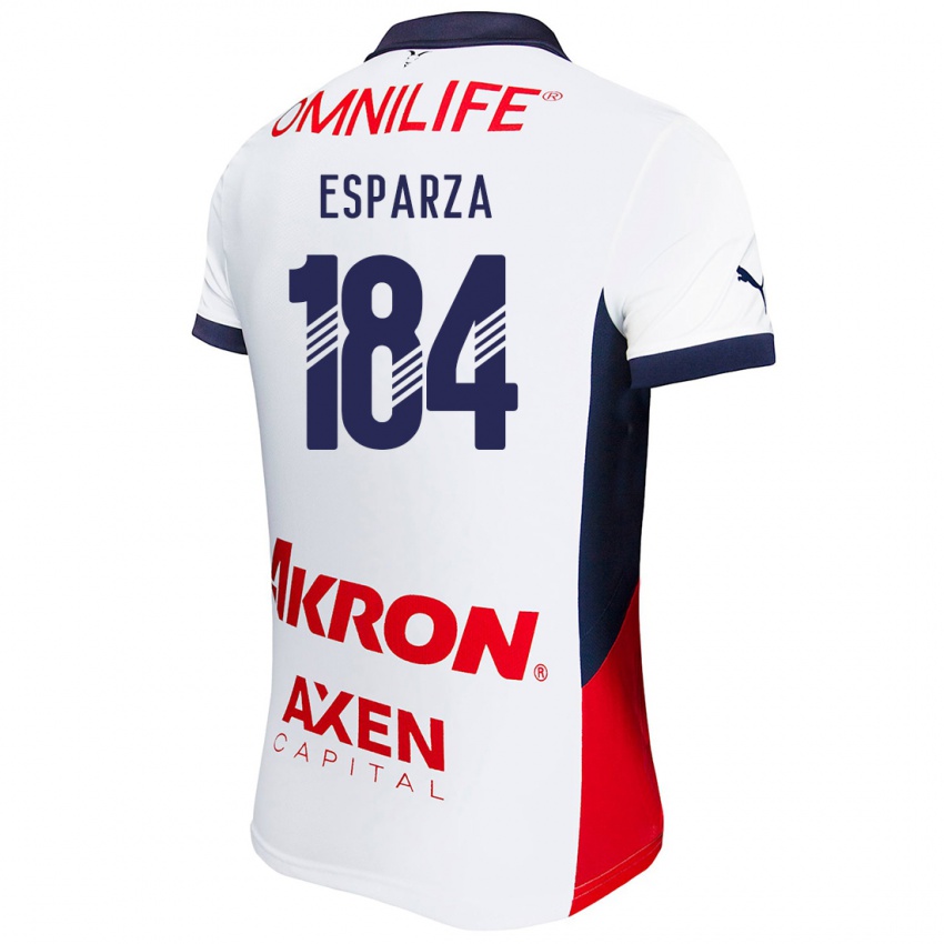 Hombre Camiseta Sebastián Esparza #184 Blanco Rojo Azul 2ª Equipación 2024/25 La Camisa