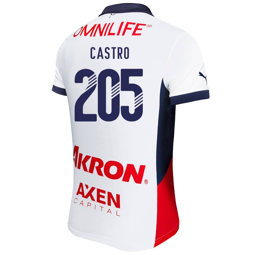 Hombre Camiseta Ariel Castro #205 Blanco Rojo Azul 2ª Equipación 2024/25 La Camisa