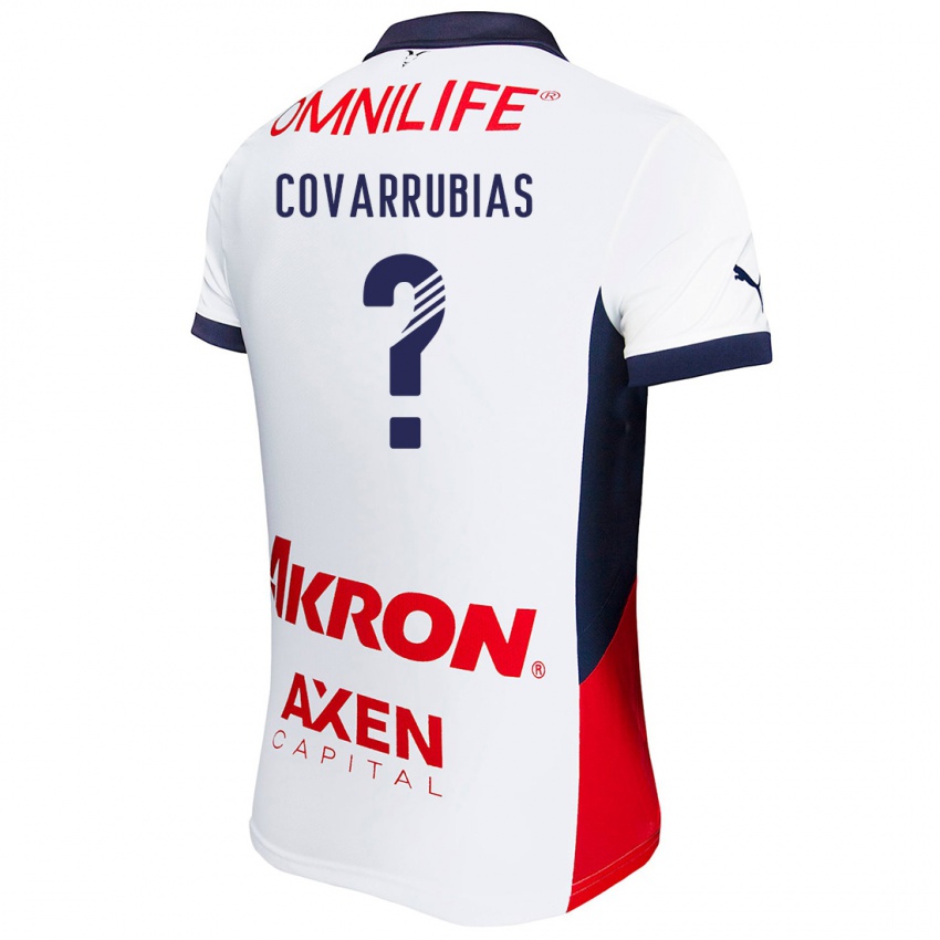 Hombre Camiseta Diego Covarrubias #0 Blanco Rojo Azul 2ª Equipación 2024/25 La Camisa