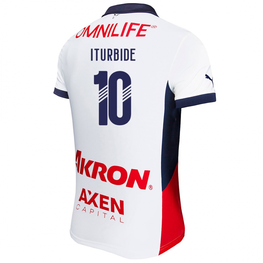 Hombre Camiseta Adriana Iturbide #10 Blanco Rojo Azul 2ª Equipación 2024/25 La Camisa