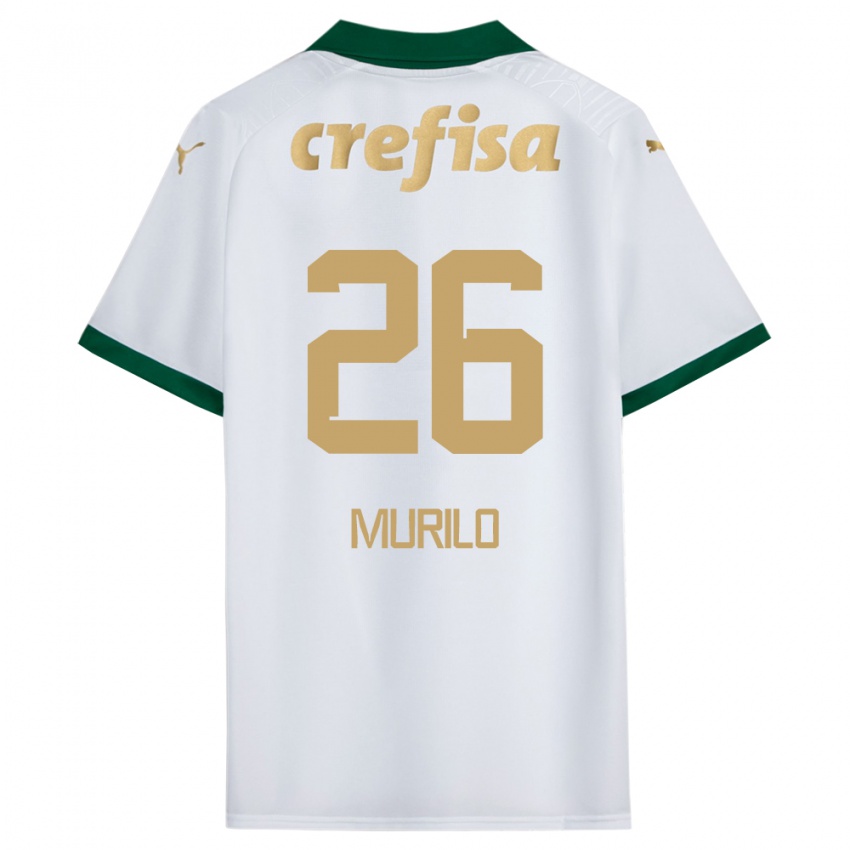 Hombre Camiseta Murilo #26 Blanco Verde 2ª Equipación 2024/25 La Camisa