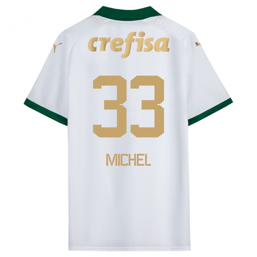 Hombre Camiseta Michel #33 Blanco Verde 2ª Equipación 2024/25 La Camisa