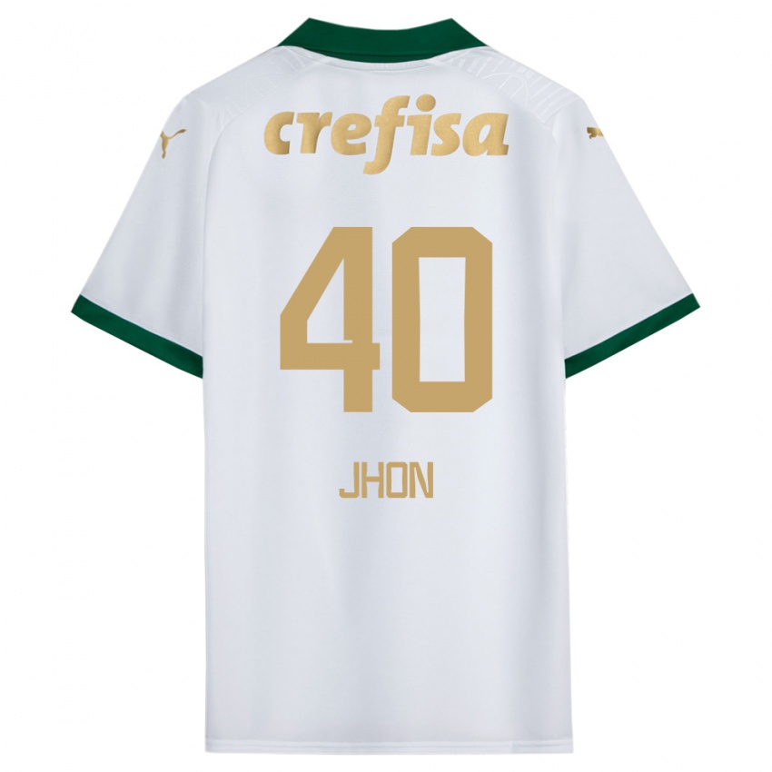 Hombre Camiseta Jhon Jhon #40 Blanco Verde 2ª Equipación 2024/25 La Camisa