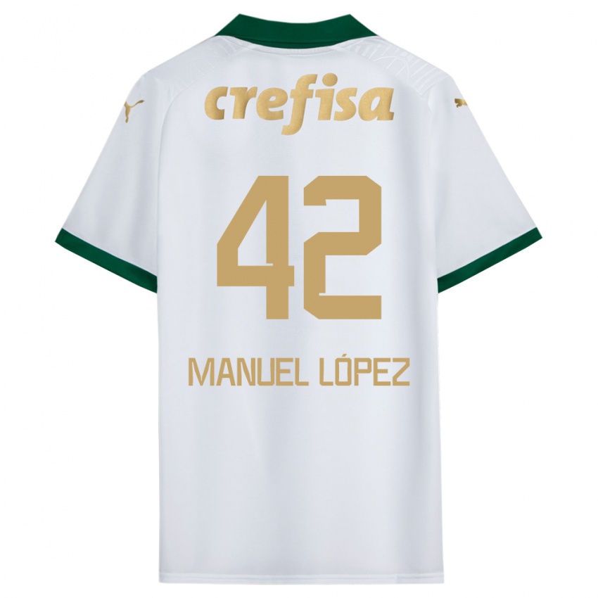 Hombre Camiseta José Manuel López #42 Blanco Verde 2ª Equipación 2024/25 La Camisa