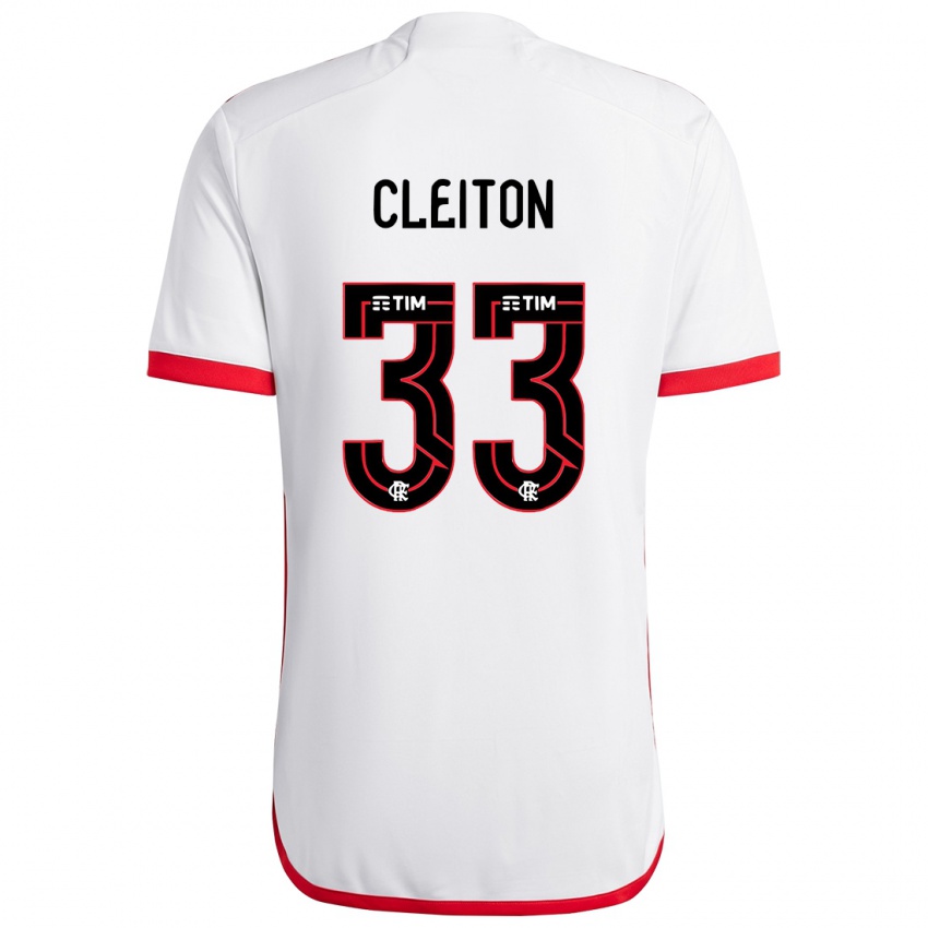 Hombre Camiseta Cleiton #33 Blanco Rojo 2ª Equipación 2024/25 La Camisa