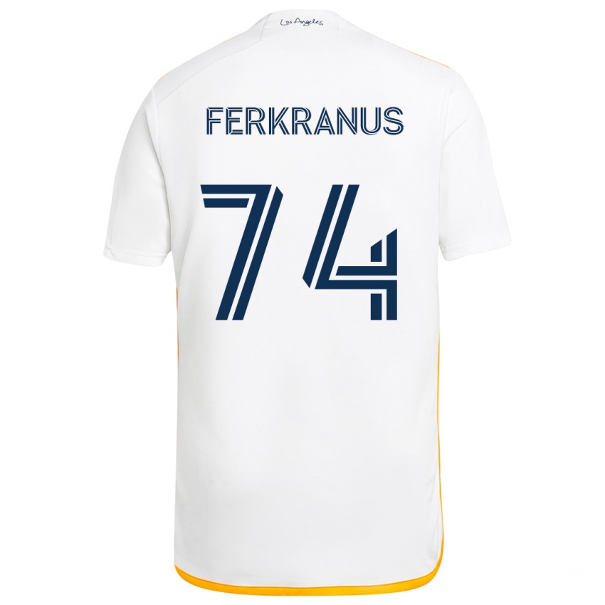 Mujer Camiseta Marcus Ferkranus #74 Blanco Amarillo 1ª Equipación 2024/25 La Camisa