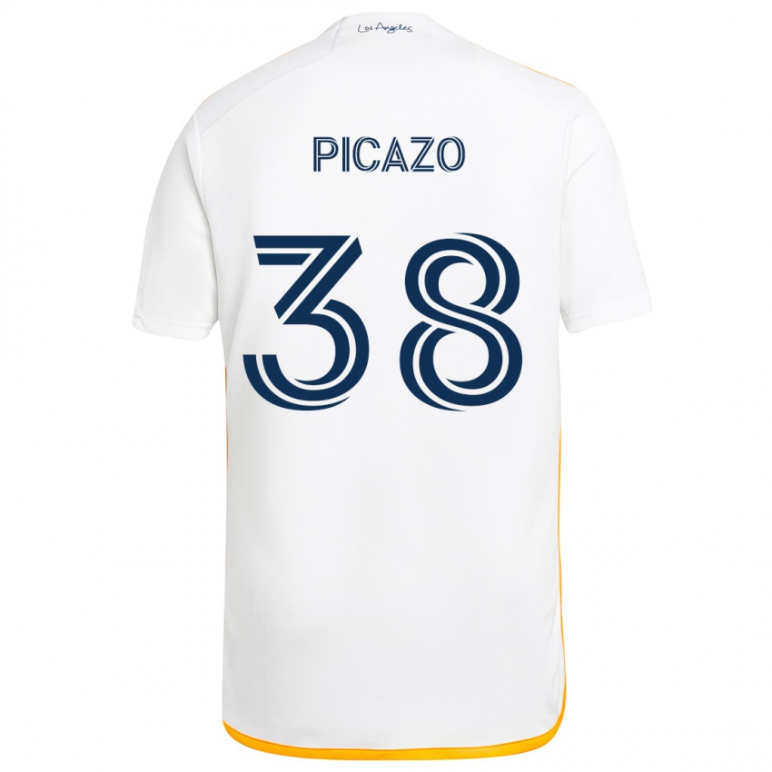 Mujer Camiseta Axel Picazo #38 Blanco Amarillo 1ª Equipación 2024/25 La Camisa