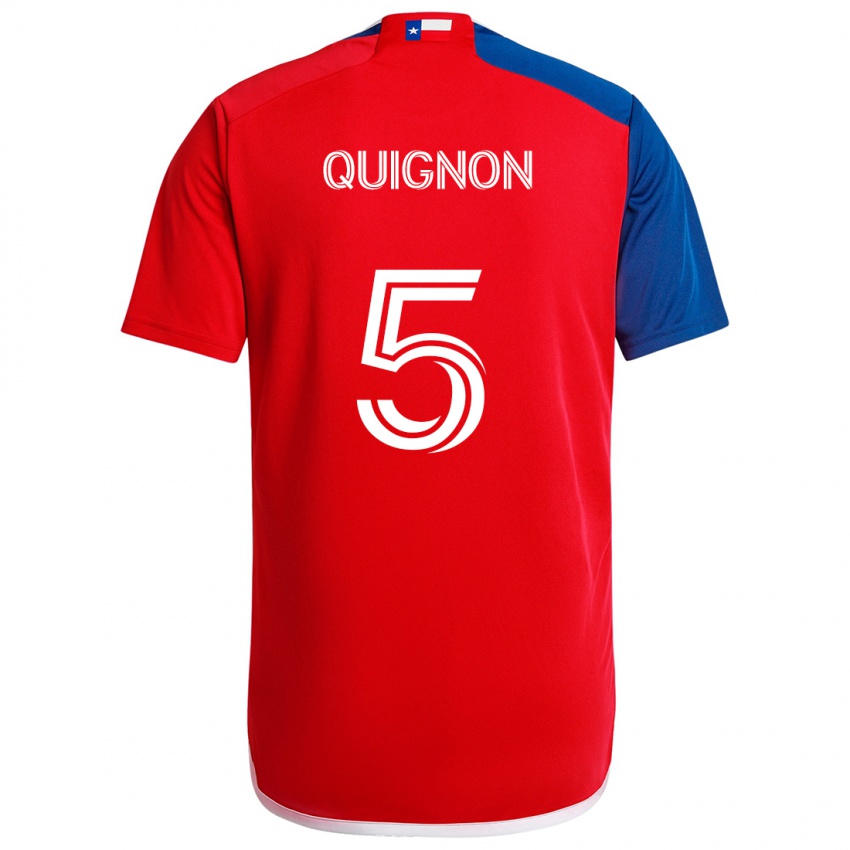 Mujer Camiseta Facundo Quignón #5 Azul Rojo 1ª Equipación 2024/25 La Camisa