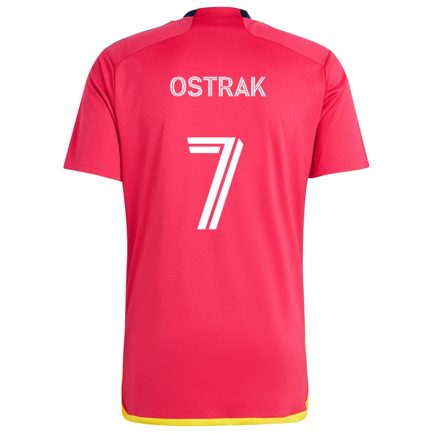 Mujer Camiseta Tomás Ostrák #7 Rojo Azul 1ª Equipación 2024/25 La Camisa