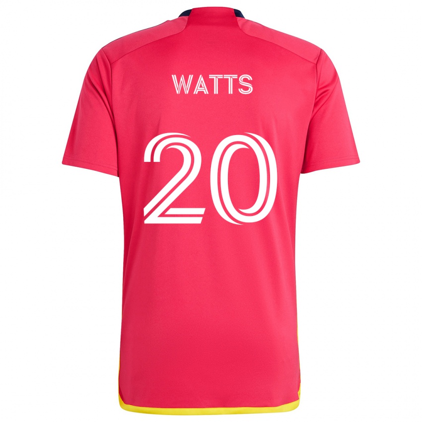 Mujer Camiseta Akil Watts #20 Rojo Azul 1ª Equipación 2024/25 La Camisa