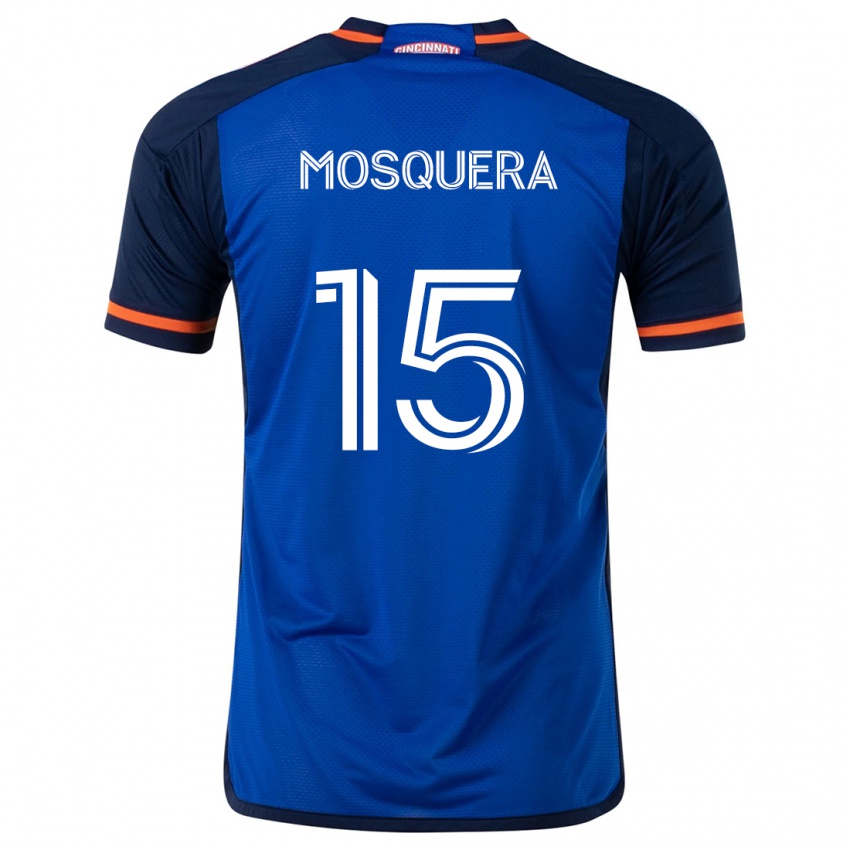 Mujer Camiseta Yerson Mosquera #15 Azul Blanco 1ª Equipación 2024/25 La Camisa