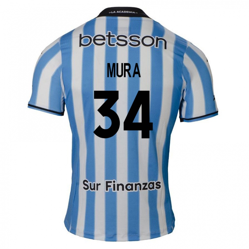 Mujer Camiseta Facundo Mura #34 Azul Blanco Negro 1ª Equipación 2024/25 La Camisa