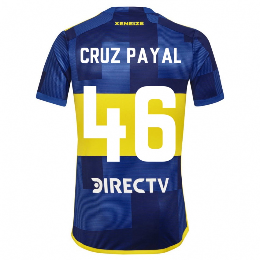 Mujer Camiseta Juan Cruz Payal #46 Azul Amarillo 1ª Equipación 2024/25 La Camisa