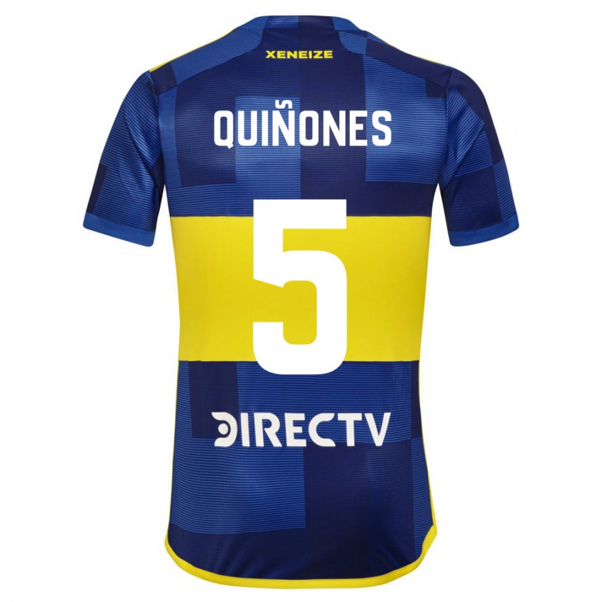 Mujer Camiseta Florencia Quiñones #5 Azul Amarillo 1ª Equipación 2024/25 La Camisa