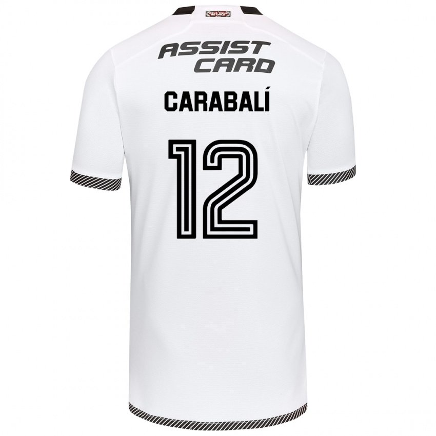 Mujer Camiseta Omar Carabalí #12 Blanco Negro 1ª Equipación 2024/25 La Camisa