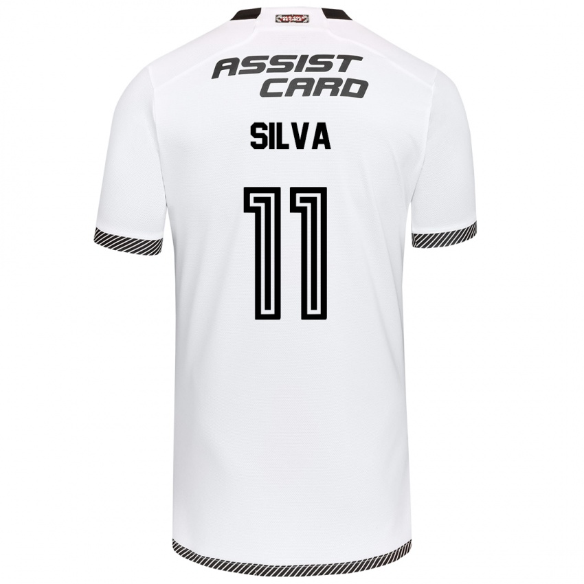 Mujer Camiseta Martín Silva #11 Blanco Negro 1ª Equipación 2024/25 La Camisa