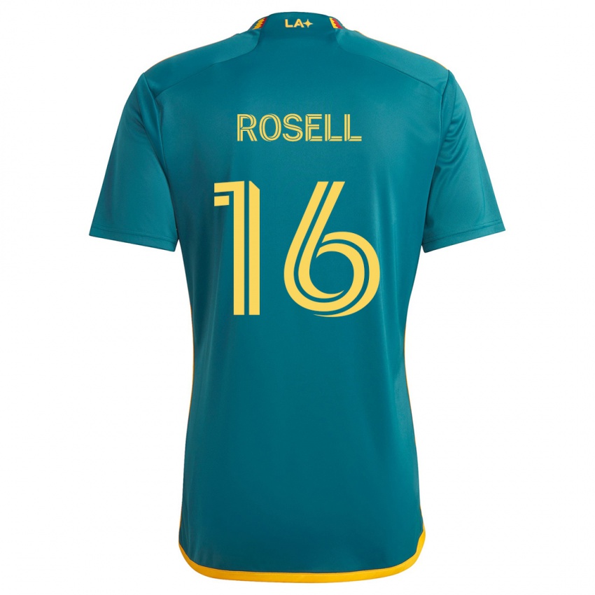 Mujer Camiseta Uri Rosell #16 Verde Amarillo 2ª Equipación 2024/25 La Camisa