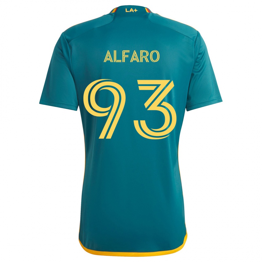 Mujer Camiseta Tony Alfaro #93 Verde Amarillo 2ª Equipación 2024/25 La Camisa