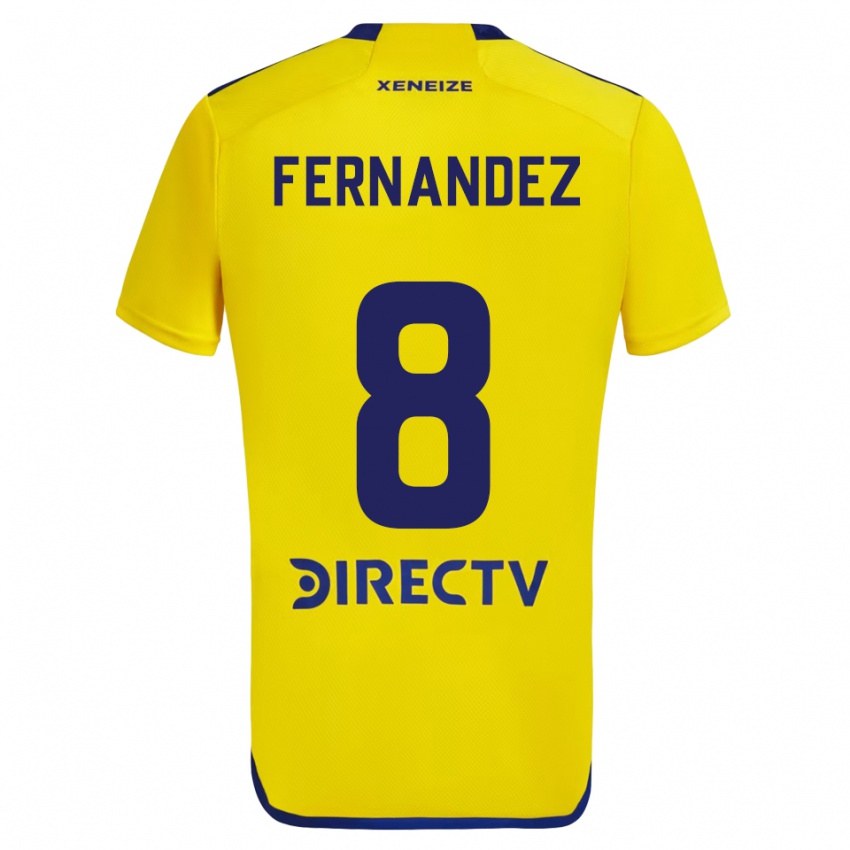 Mujer Camiseta Pol Fernández #8 Amarillo Azul 2ª Equipación 2024/25 La Camisa