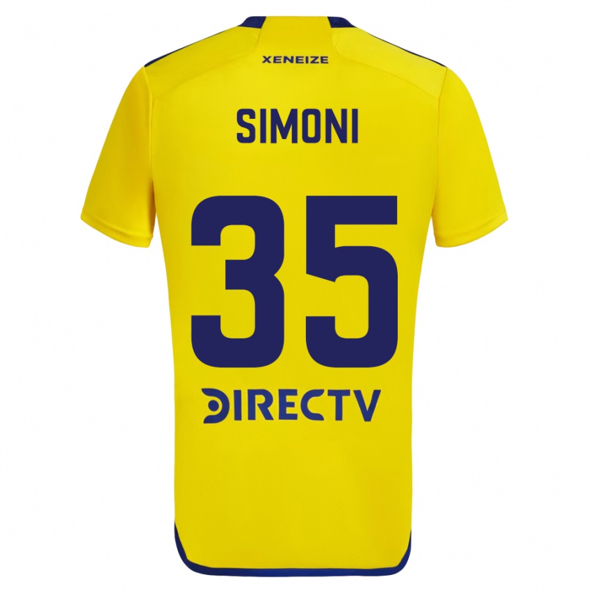 Mujer Camiseta Valentino Simoni #35 Amarillo Azul 2ª Equipación 2024/25 La Camisa